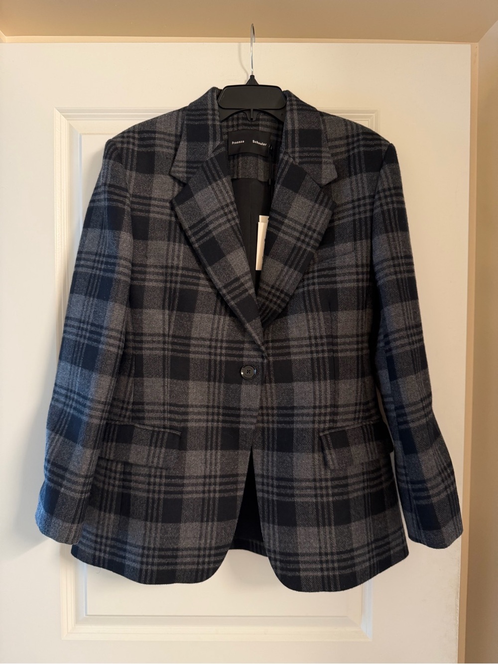 NWT Proenza Schouler Black and Gray Plaid Blazer
